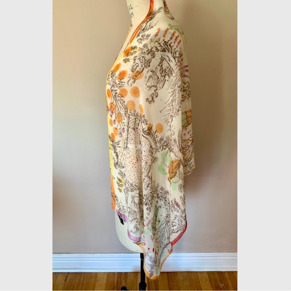 Vintage Moschino Toile Scenes Larioseta Como Silk Chiffon Scarf - Picture 3 of 8